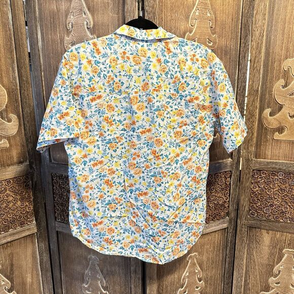 Vintage Pearl River Clothing Co  Womens L Floral Blouse Top Orange C13 - Picture 2 of 9